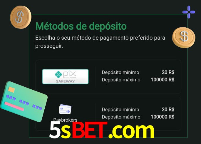 O cassino 5sbet.com oferece uma grande variedade de métodos de pagamento